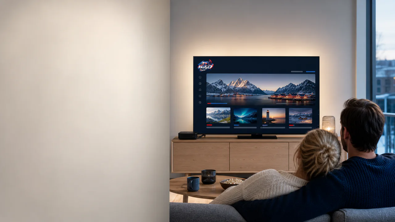 Par ser på IPTV Norge i en lys norsk stue
